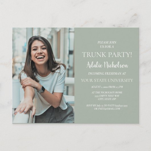 Verlass für Uni Trunk Party Foto Postkarte (Vorderseite)