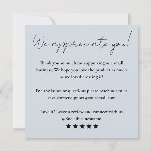 Verlass uns ein Feedback des Kunden durch Ihre Kar Einladung (Vorderseite)