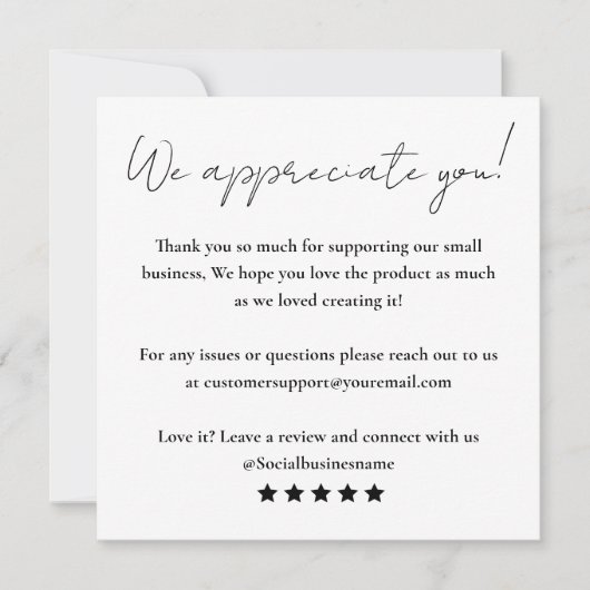 Verlass uns ein Feedback des Kunden durch Ihre Kar Einladung (Vorderseite)