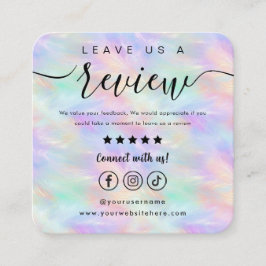 Verlass uns ein Review Logo Iridescent Opal Stilvo Quadratische Visitenkarte