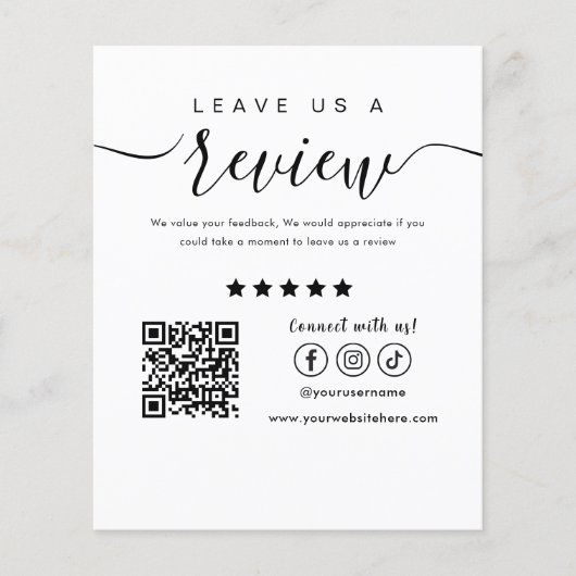 Verlass uns ein Review Social Media Logo Trendy Wh Flyer (Vorne)
