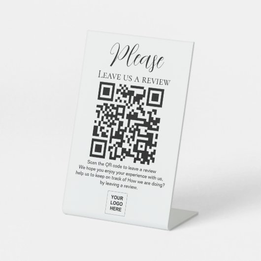 Verlass uns eine Überprüfung Einfache QR-Code Sockelschild (Vorderseite)