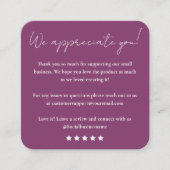 Verlass uns eine Überprüfung | Feedback des Kunden Quadratische Visitenkarte (Vorderseite)