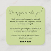 Verlass uns eine Überprüfung | Feedback des Kunden Quadratische Visitenkarte (Vorderseite)