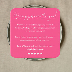 Verlass uns eine Überprüfung   Feedback des Kunden Quadratische Visitenkarte