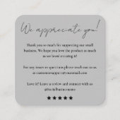 Verlass uns eine Überprüfung | Feedback des Kunden Quadratische Visitenkarte (Vorderseite)