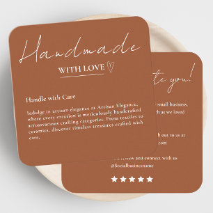 Verlass uns eine Überprüfung Handmade mit Liebe Te Quadratische Visitenkarte