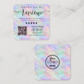 Verlass uns eine Überprüfung Iridescent Opal Stilv Quadratische Visitenkarte (Vorne/Hinten)