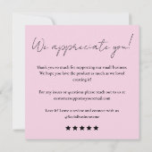 Verlass uns eine Überprüfung mit Liebe Pink Card Einladung (Rückseite)