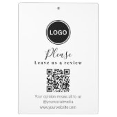 Verlass uns eine Überprüfung | QR-Code Modern Busi Klemmbrett (Rückseite)