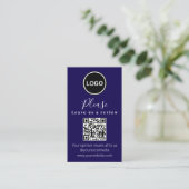 Verlass uns eine Überprüfung | QR-Code Modern Busi Visitenkarte (Stehend Vorderseite)