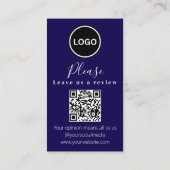 Verlass uns eine Überprüfung | QR-Code Modern Busi Visitenkarte (Rückseite)