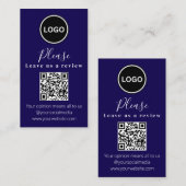 Verlass uns eine Überprüfung | QR-Code Modern Busi Visitenkarte (Vorne/Hinten)
