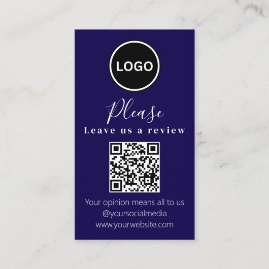 Verlass uns eine Überprüfung | QR-Code Modern Busi Visitenkarte (Vorderseite)