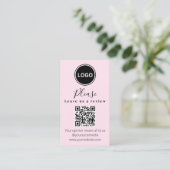 Verlass uns eine Überprüfung | QR-Code Modern Busi Visitenkarte (Stehend Vorderseite)