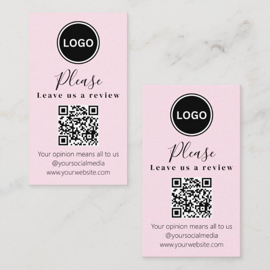 Verlass uns eine Überprüfung | QR-Code Modern Busi Visitenkarte (Vorne/Hinten)