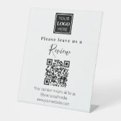 Verlass uns eine Überprüfung QR Code Modern Sockelschild (Vorderseite)