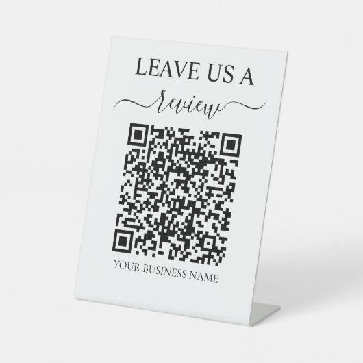 Verlass uns eine Überprüfung QR Code Shop Business Sockelschild (Vorderseite)