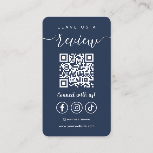 Verlass uns eine Überprüfung QR Code Social Media Visitenkarte (Vorderseite)