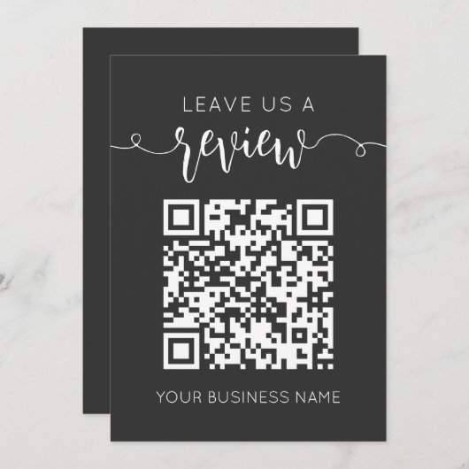 Verlass uns einen QR Code Gray Chic Modern Minimal (Vorne/Hinten)