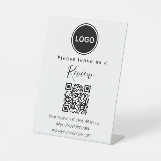 Verlass uns einen QR-Code Sockelschild (Vorderseite)