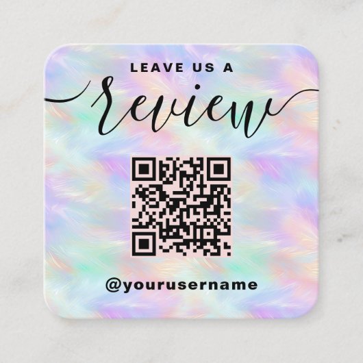 Verlass uns einen QR-Code überprüfen Iridescent St Quadratische Visitenkarte (Vorderseite)