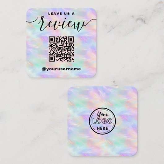 Verlass uns einen QR-Code überprüfen Iridescent St Quadratische Visitenkarte (Vorne/Hinten)