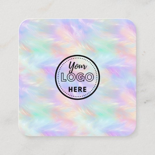 Verlass uns einen QR-Code überprüfen Iridescent St Quadratische Visitenkarte (Rückseite)