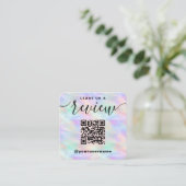 Verlass uns einen QR-Code überprüfen Iridescent St Quadratische Visitenkarte (Stehend Vorderseite)