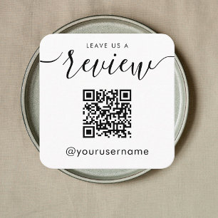Verlass uns einen QR Code White Instagram Hashtag Quadratische Visitenkarte