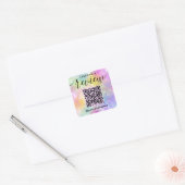 Verlass uns einen Review QR Code Holo Opal Stilist Quadratischer Aufkleber (Umschlag)