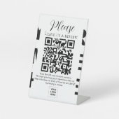 Verlass uns einen Review QR Code mit eigenem Hinte Sockelschild (Vorderseite)