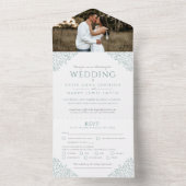 Verlasse Foto für Hochzeitsweiße gedämpfte grüne All In One Einladung (Innen Boden)