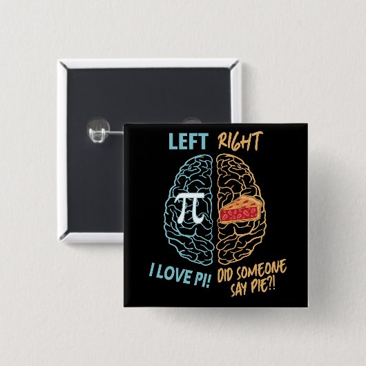 Verlassen Brain Right Brain Funny Pi Button (Vorne & Hinten)