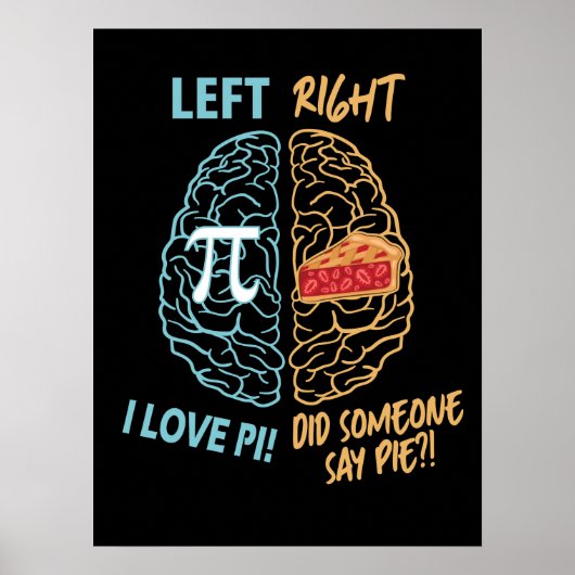 Verlassen Brain Right Brain Funny Pi Poster (Vorne)