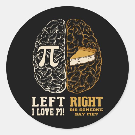 Verlassen Brain Right Brain Pi Day Mathematiker Runder Aufkleber (Vorderseite)