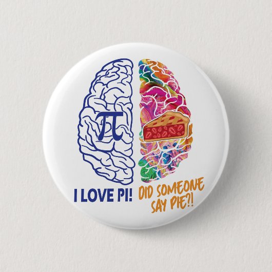 Verlassen Brain Right Brained Funny Pi Button (Vorderseite)