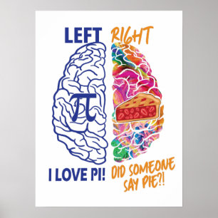 Verlassen Brain Right Brained Funny Pi Poster