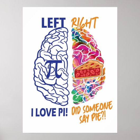 Verlassen Brain Right Brained Funny Pi Poster (Vorne)