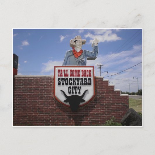 Verlassen der Oklahoma- Cityviehhöfe Postkarte (Vorderseite)