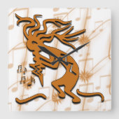 Verlassen gegenüber Kokopelli mit musikalischen No Quadratische Wanduhr (Vorderseite)