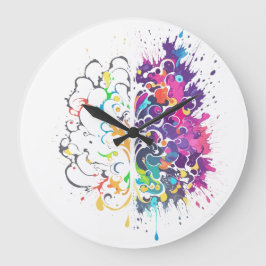 Verlassen Gehirn gegen rechte Gehirnkreative Kunst Große Wanduhr