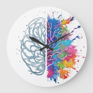 Verlassen Gehirn gegen rechte Gehirnkreative Kunst Große Wanduhr