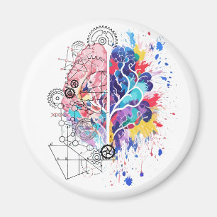 Verlassen Gehirn gegen rechte Gehirnkreative Kunst Magnet