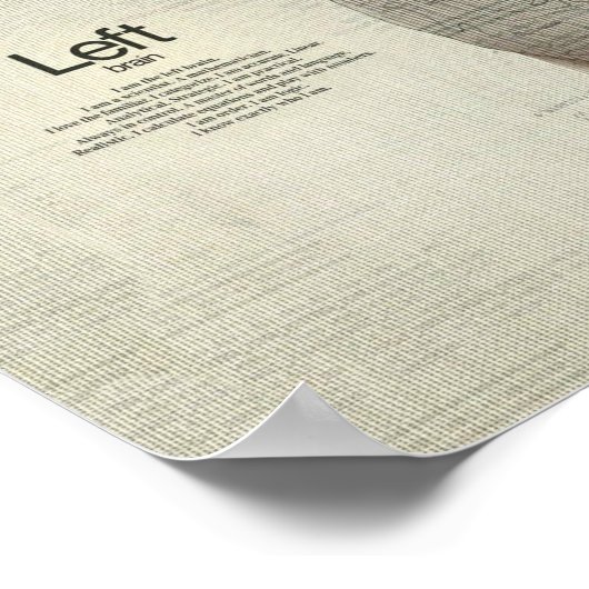 Verlassen Gehirn gegen rechtes Gehirn Poster (Ecke)