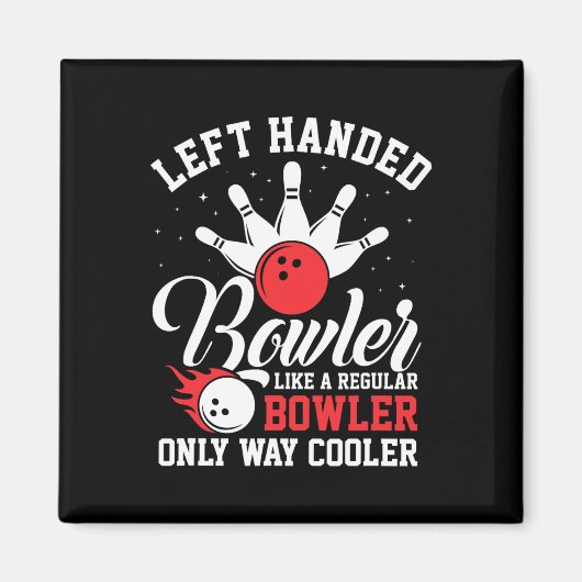 Verlassen Handed Bowler Cool Bowling Buttone Strik Magnet (Vorne)