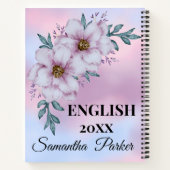 Verlassen Lilac Floral Englisch Name Year Girls Notizblock (Rückseite)