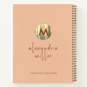 Verlassen Minimalistisches Pfirsich- und Goldmonog Notizblock (Rückseite)