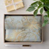 Verlassen Peacock Gold Dusty Blue Coordinated Deco Seidenpapier (Geschenk)