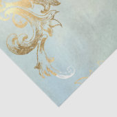 Verlassen Peacock Gold Dusty Blue Coordinated Deco Seidenpapier (Ausschnitt)